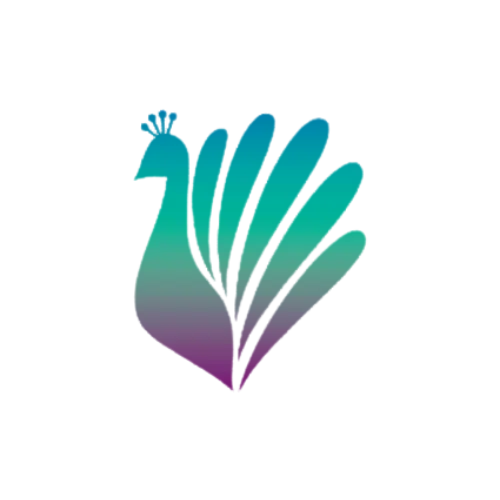 Peacock with teal and purple gradient